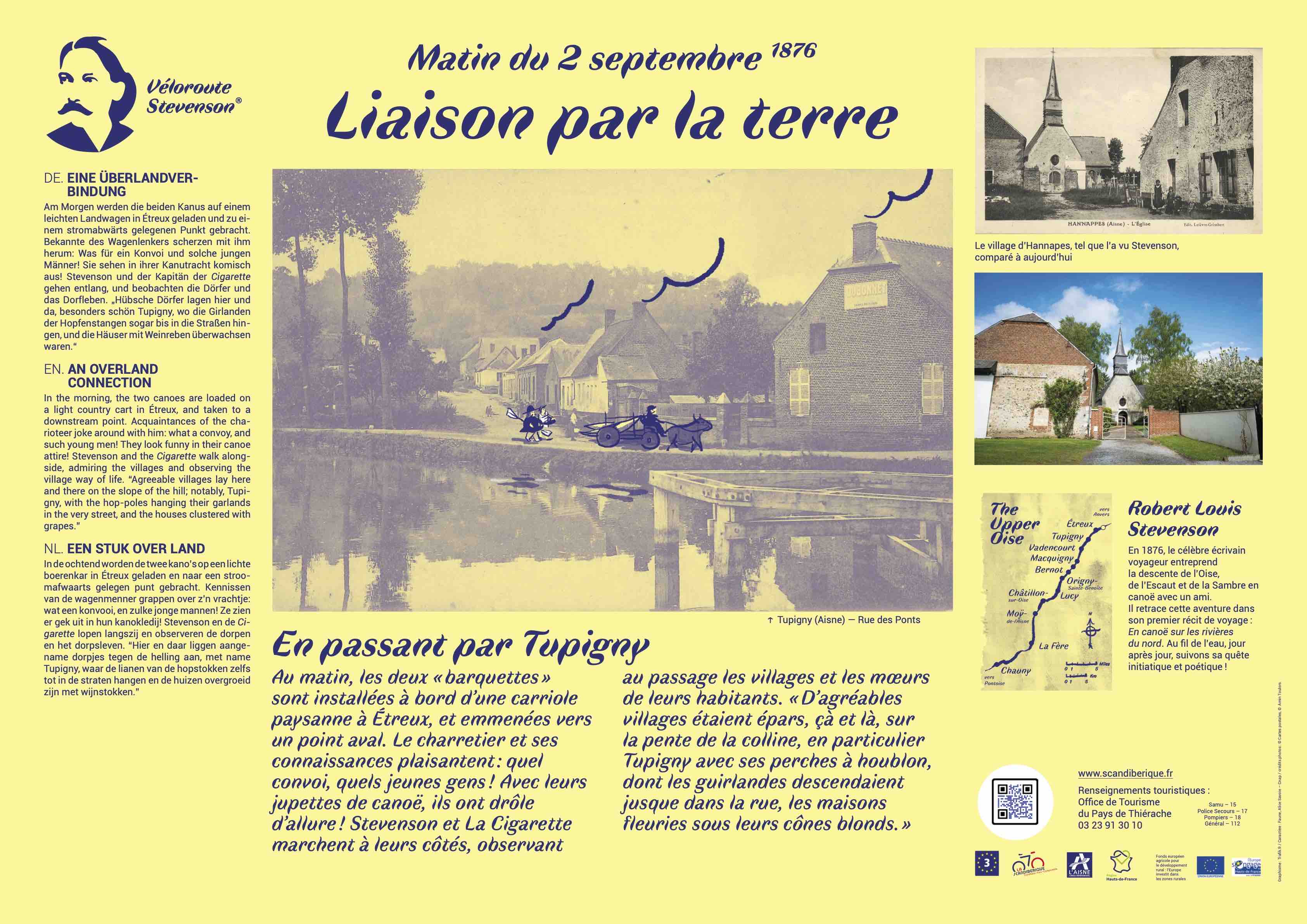 Tupigny, Panneau Etape La Véloroute Stevenson® ,  Aisne Tourisme